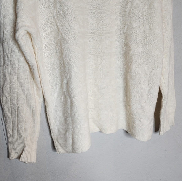 NWT Bianco & Blu Cashmere Merino Wool Cable Knit Cream Sweater Small Oversized - Picture 16 of 16